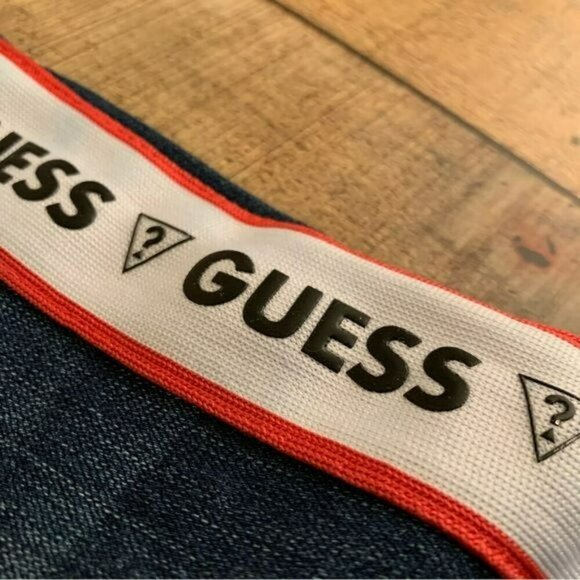 Guess denim jeans stripe with puffy logo print high rise skinny size 26 - Picture 9 of 13
